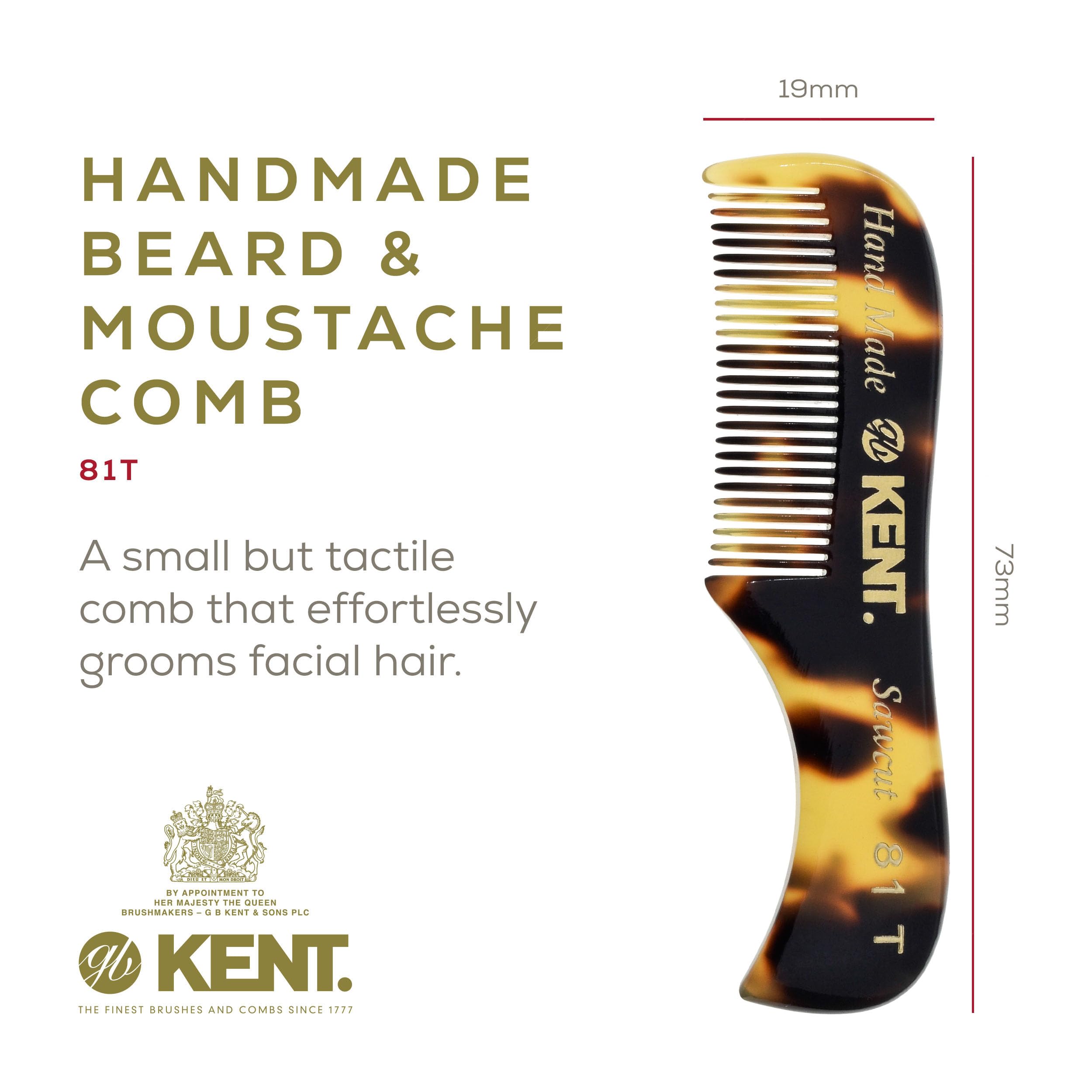 Kent Pettini per uomo Set di pettini da barba, pettine pieghevole per barba da uomo per viaggi e cura della casa, pettine per baffi per uomo, mini pettine da barba per uomo, pettine KENT fatto a mano