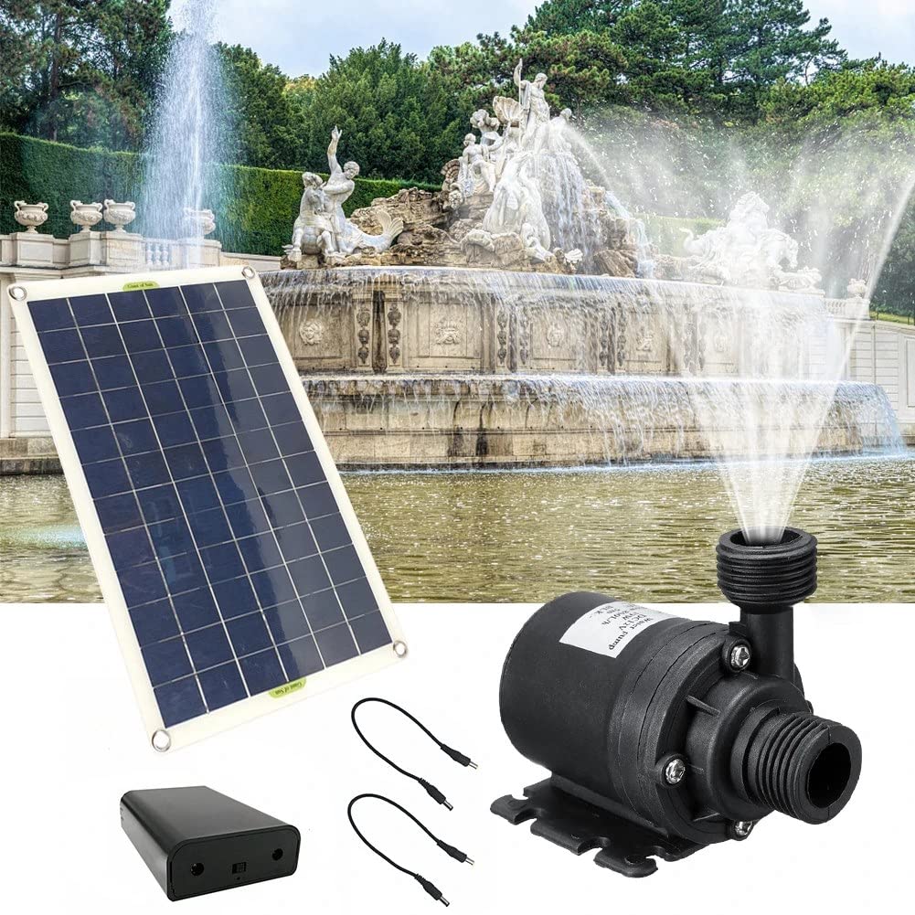 Pompa acqua solare 50 W 800 L/H DC12 V Nero Classico
