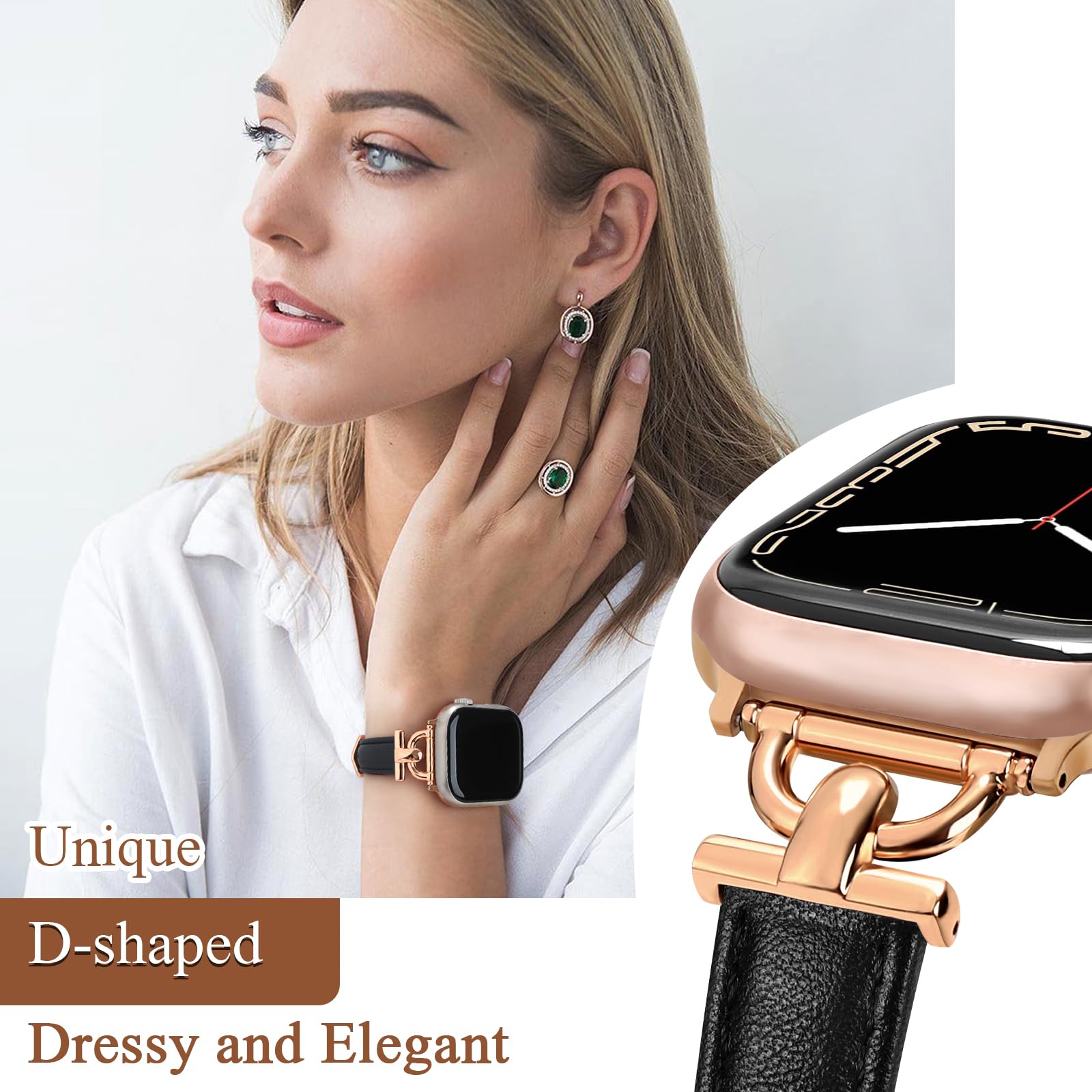 mxiixnai Leather Strap Compatible with Apple Watch Straps 41mm 40mm 42mm 38mm Women - Image 4