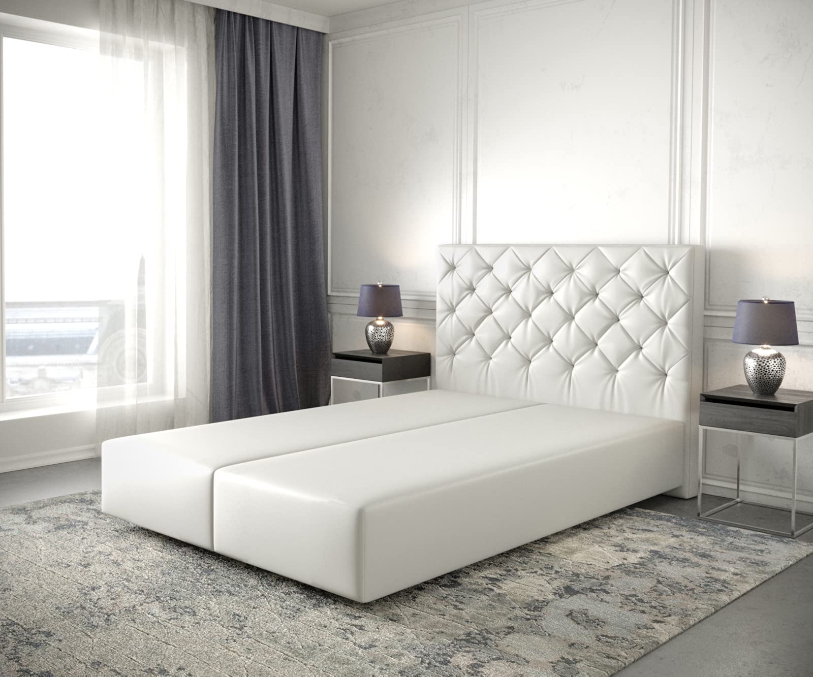 DELIFE Boxspringgestell Dream-Great Kunstleder Weiß 160x200 cm