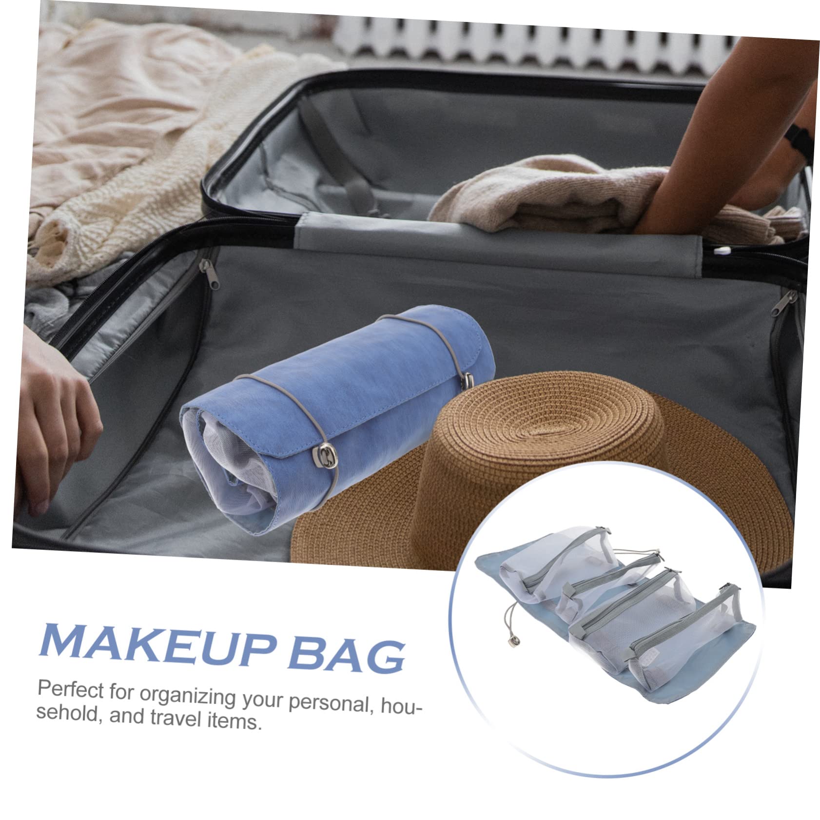 MAGICLULU 2 Piezas 4 En 1 Bolsa De Cosméticos Pequeña Bolsa De Cosméticos Clips De Garra De Flor Artículos De Tocador De Viaje Bolso De Tocador Mujer Bolsas De Almacenamiento Desmontable PU