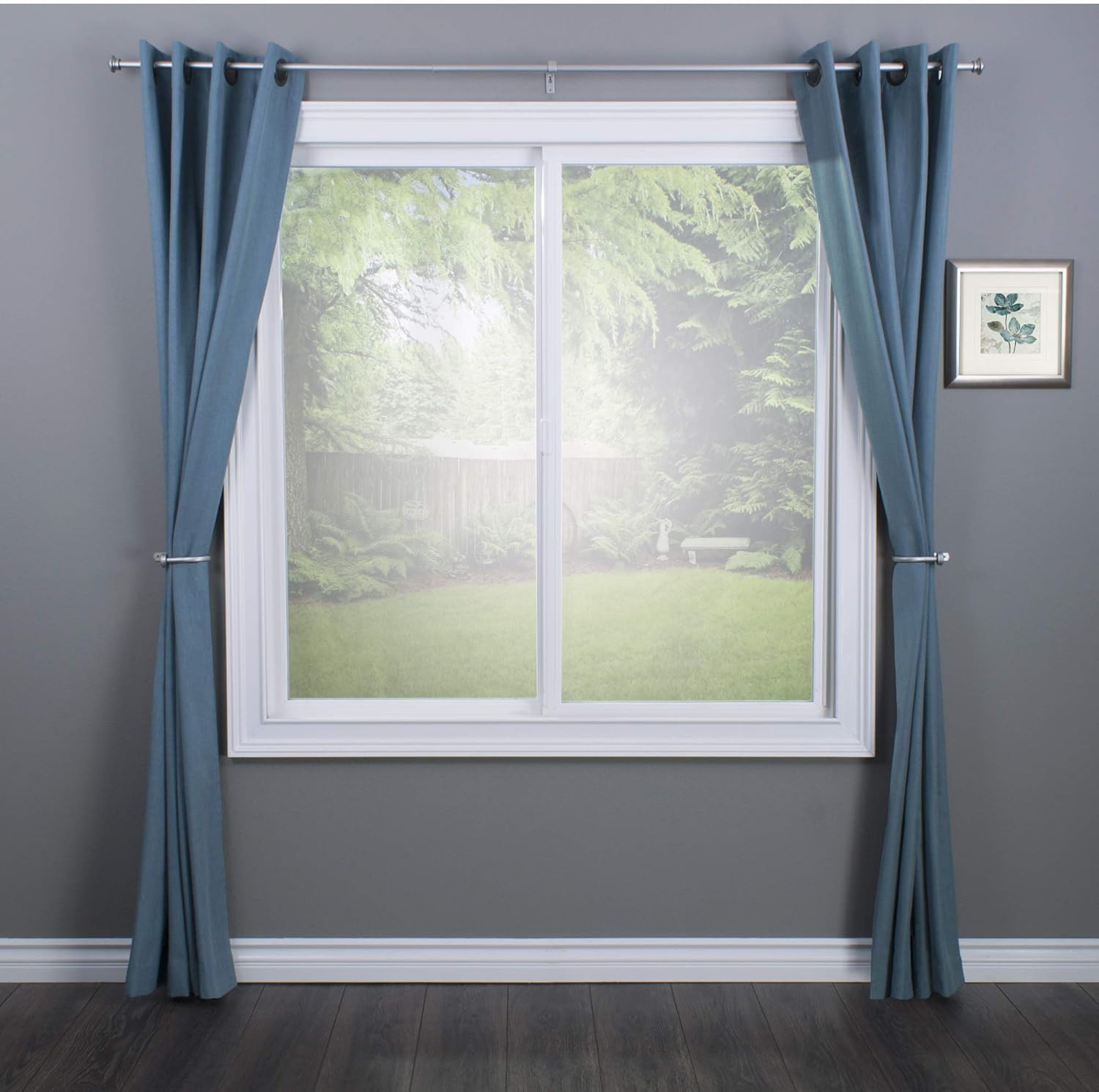 Decopolitan End Cap Curtain Rod Set with Holdbacks, Nickel (36-72 Inches)