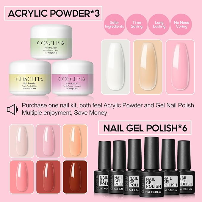 Kit de Acrílico para Uñas COSCELIA para Principiantes con Polvo Acrílico miniatura 4