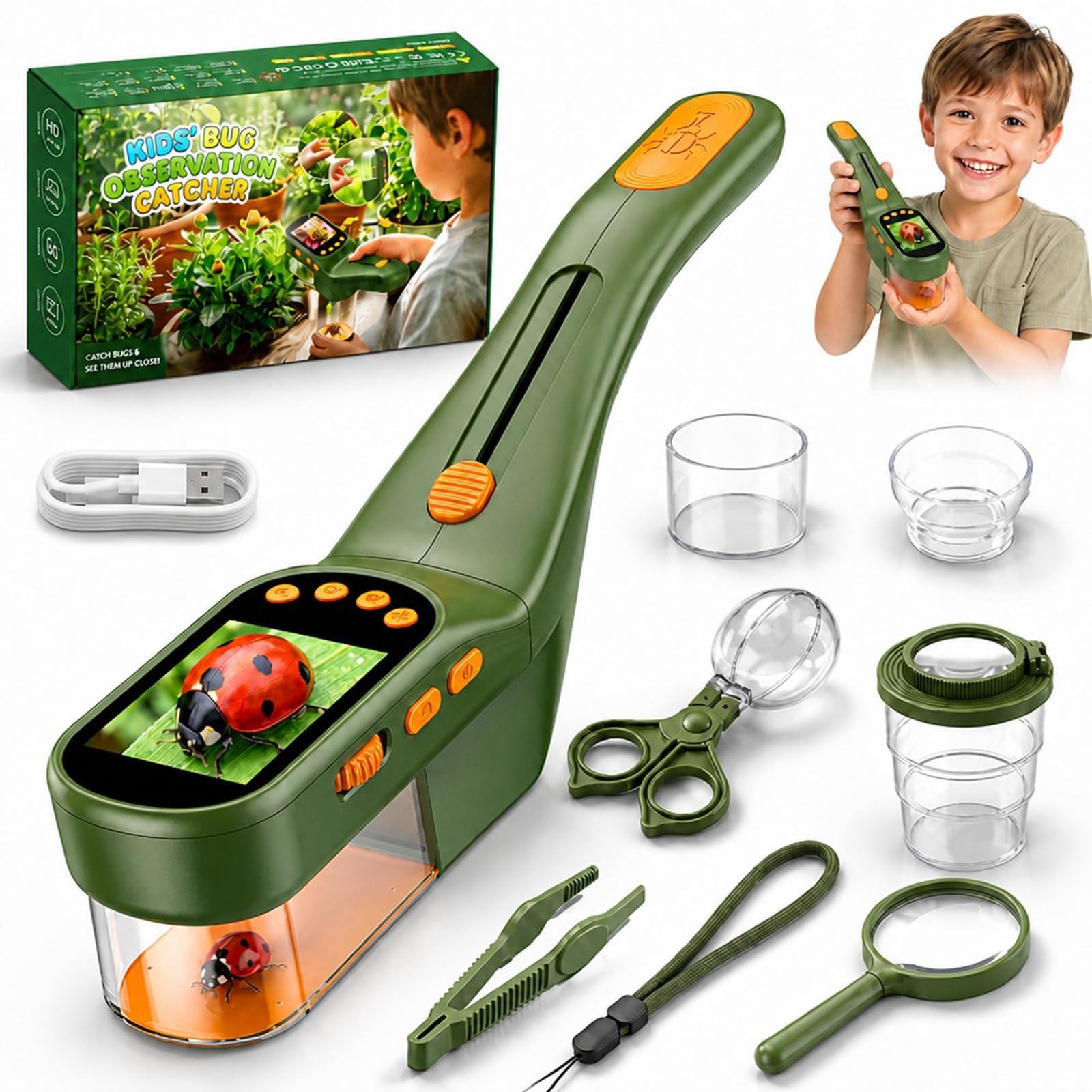 GMYGBY Bug Catcher for Kids, Digital Bug Magnifier with 2.4" IPS Screen