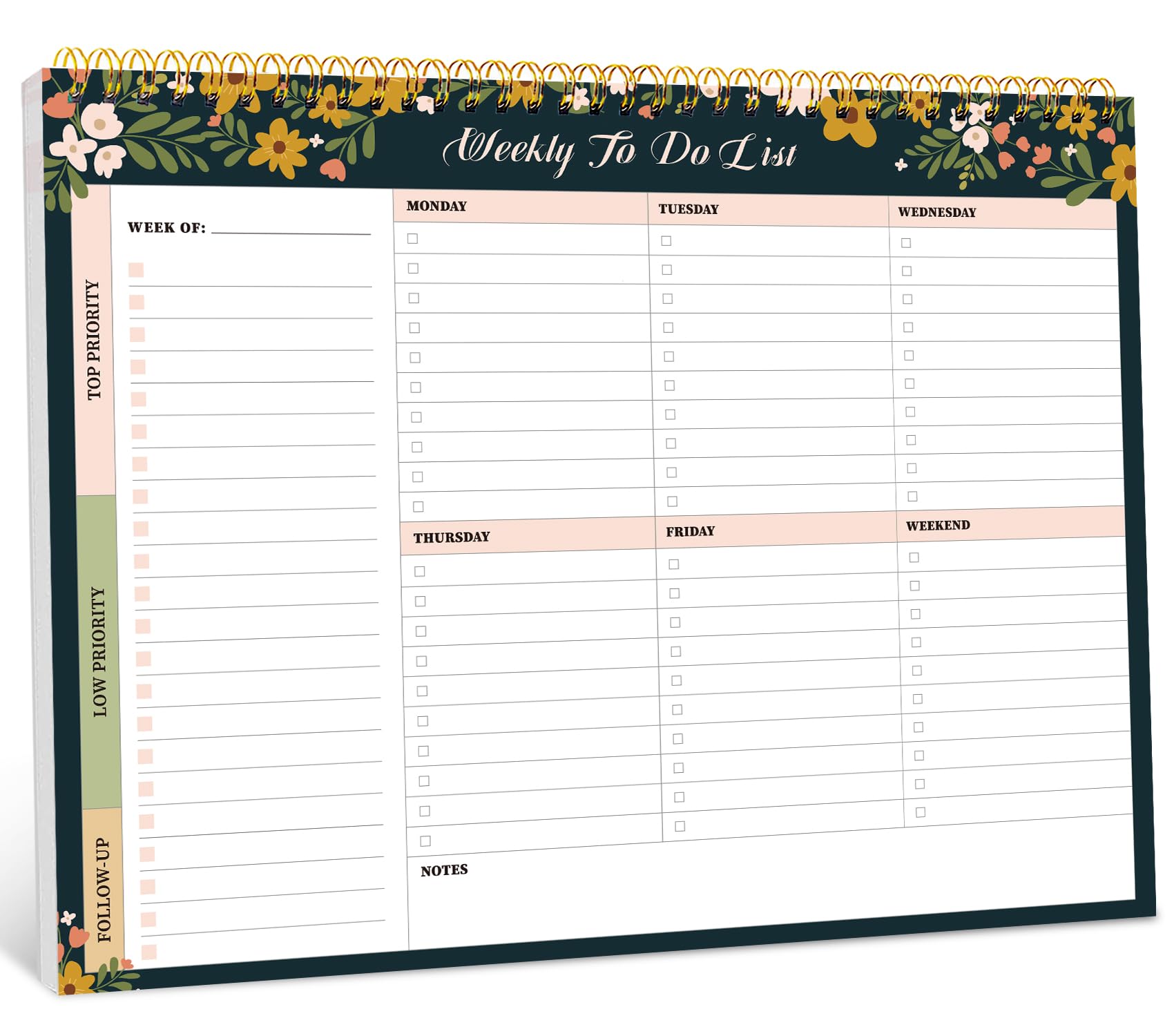Taja Weekly Planner Notepad - Undated & Waterproof -14