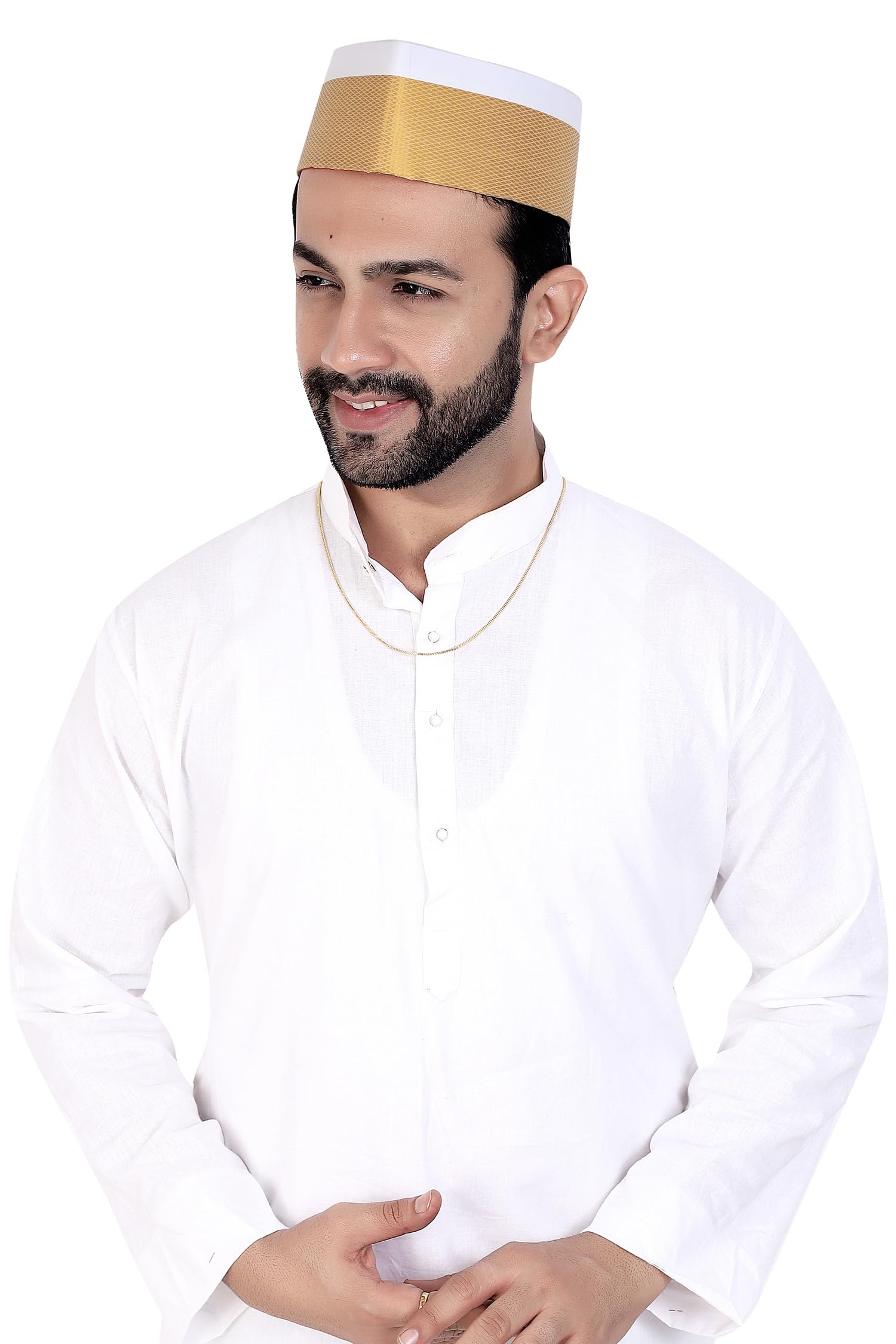Traditional Handstitch Ready to Wear Premium Border Topi/Cap/Turban for Wedding, Pooja and Traditional Function Use It, [Premium Border Topi, Free - Size]-image-42