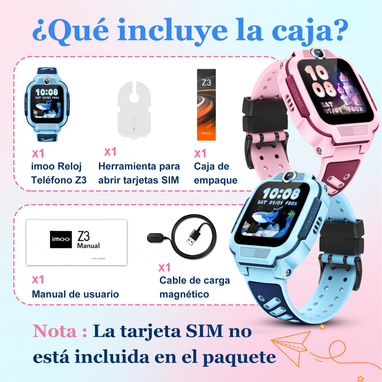 imoo Z3 Reloj Inteligente Niño, smartwatch niños con GPS y Llamadas, Videollamada 4G y Teléfono Reloj niños con GPS y Llamadas, Ultra-Precise Location Tracking (Azul)