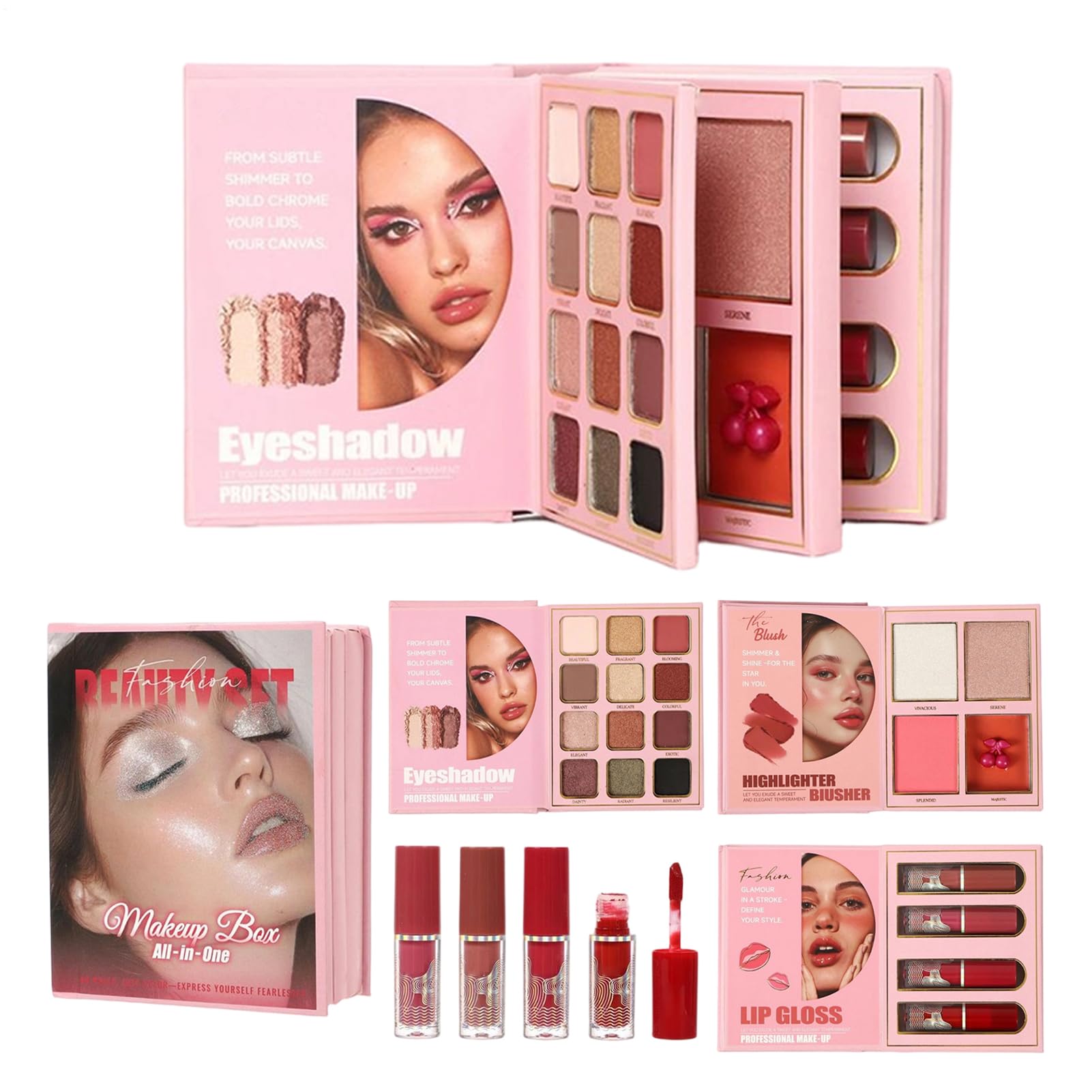 Palette Di Illuminante E Trucco 3 Pieghevole Effetto Duraturo Ombretti per