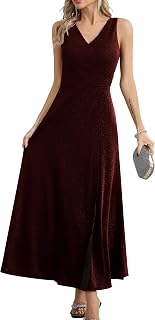 Damen Elegant Wickelkleid Abendkleid Cocktailkleid Ballkleid Maxikleid Lang Hochzeit Festlich V-Ausschnitt Kleider mit Schlitz