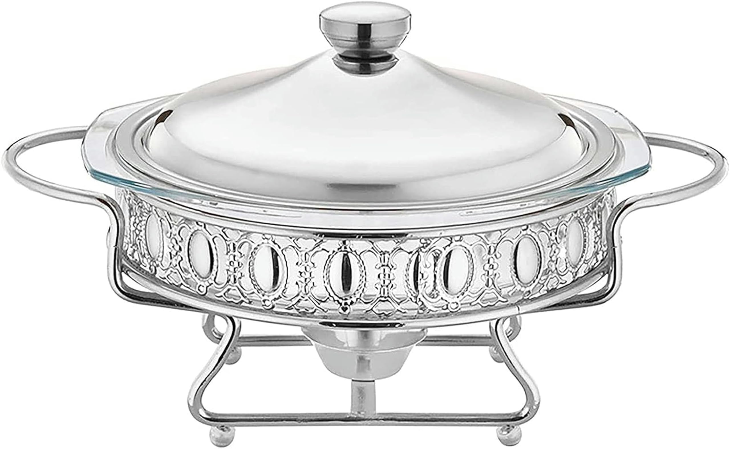 Hadecoll Silver Chef Chafing Dish Buffet Set, Stainless Steel Chafer And Buffet Warmers Sets, Catering Buffet Mini Hot Pot Outdoor Picnic Household,