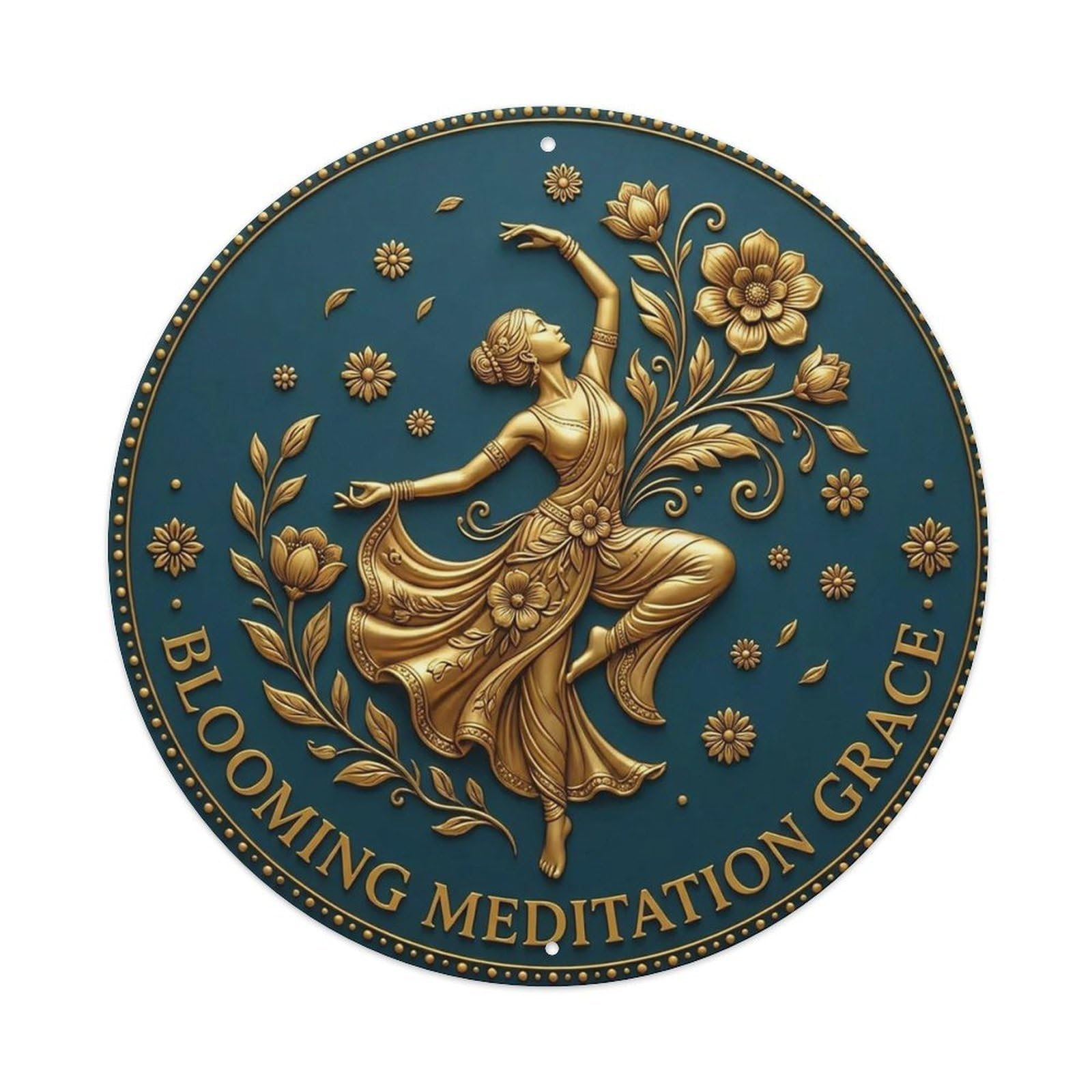 Vintage Blooming Meditation Grace Flower Zen Yoga Metal Tin Sign
