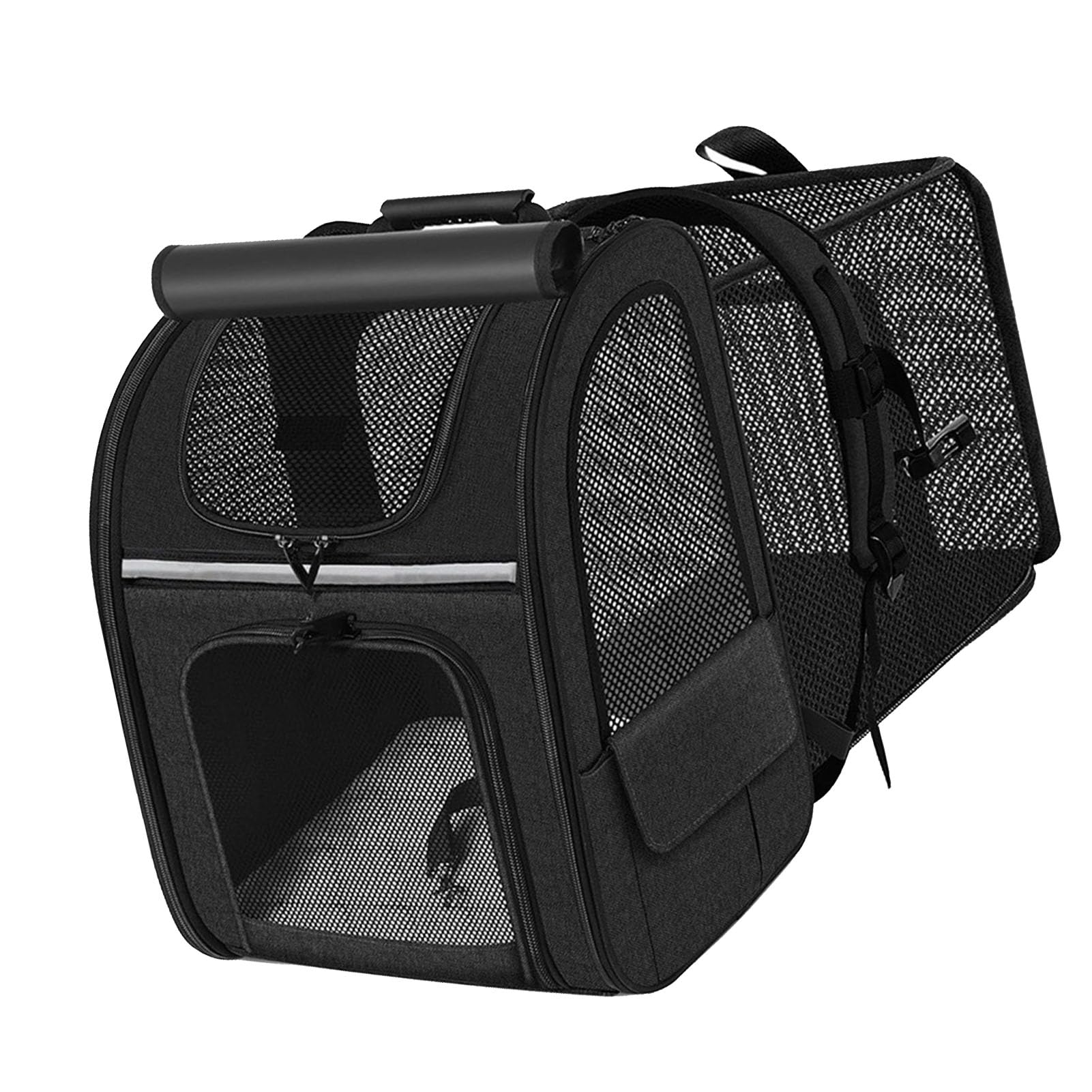 Hamwesh Zaino per Animali Domestici, Trasportino per Animali Domestici in Rete Traspirante Pieghevole Espandibile, Zaino da Viaggio con Fondo Imbottito e Tasche Laterali per Escursioni