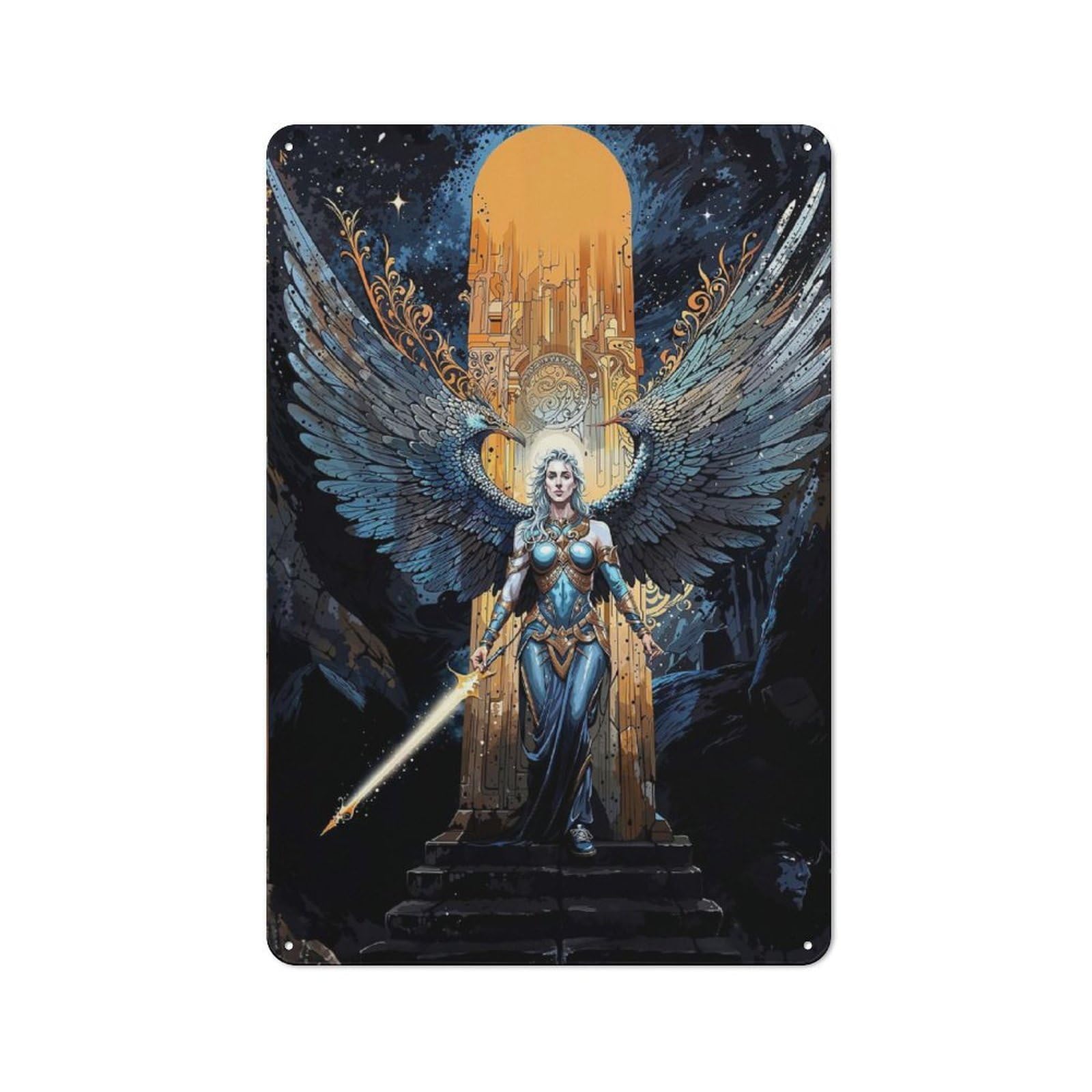 Celestial Serenity Country Metal Wall Decor 30x20cm, Tin Wall Plaque for Cottage, Kitchen, Hallway Or Breakfast Nook