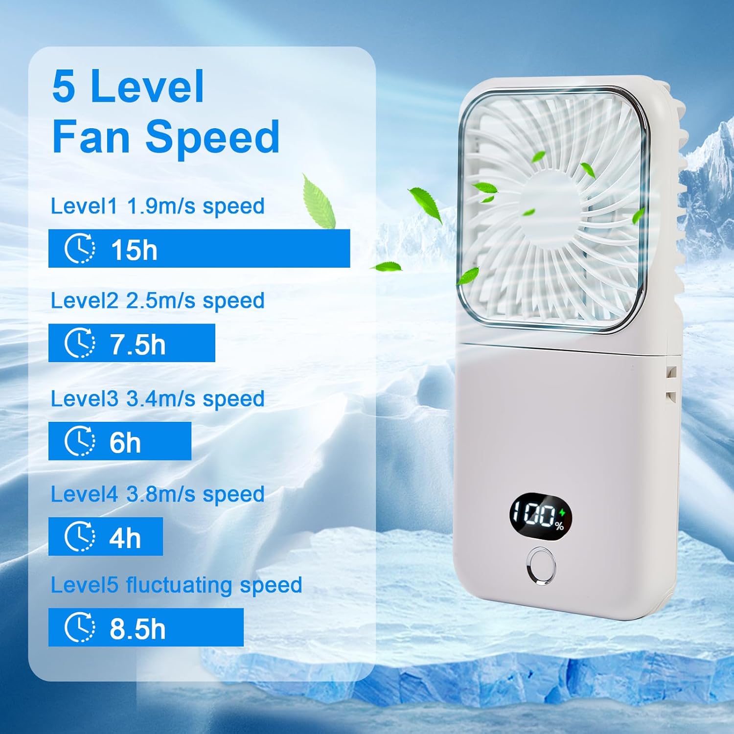 Portable Handheld Fan, USB Rechargeable Mini Personal Fan with Adjustable Speeds, Pocket Size Quiet Cooling Fan for Travel, Outdoor, Makeup, Camping, Office, Summer Essential Gift(white) - Image 3