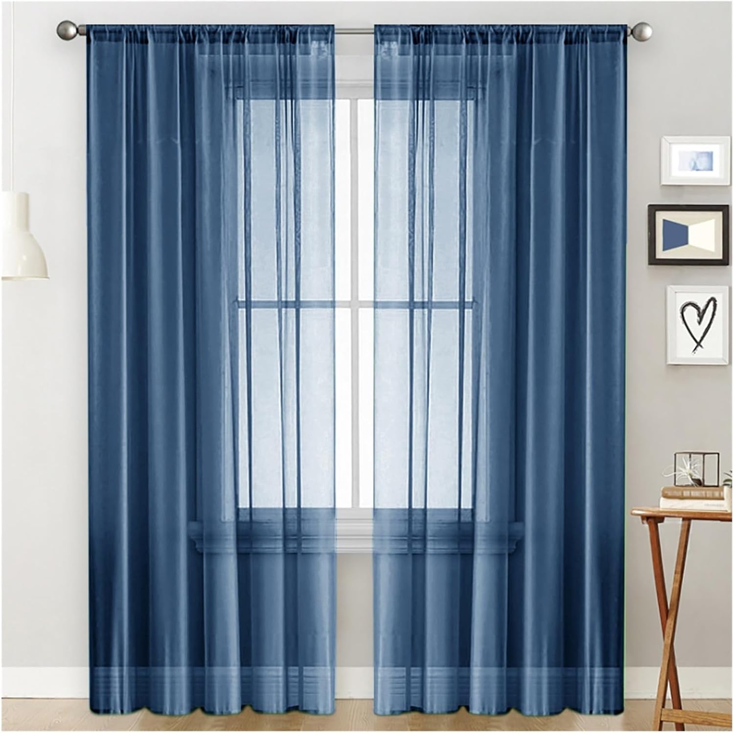 Thermal Insulated Blackout Curtains 2pcs Solid Color Blackout Through Pole Window Screen Curtains for Living Bedroom(Green,W100cmxH130cm)