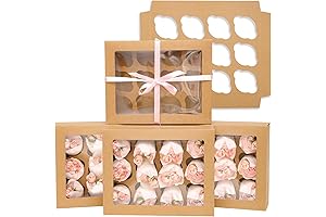 12 Pack Cupcake Boxes with Window, 13”x10”x3.5”