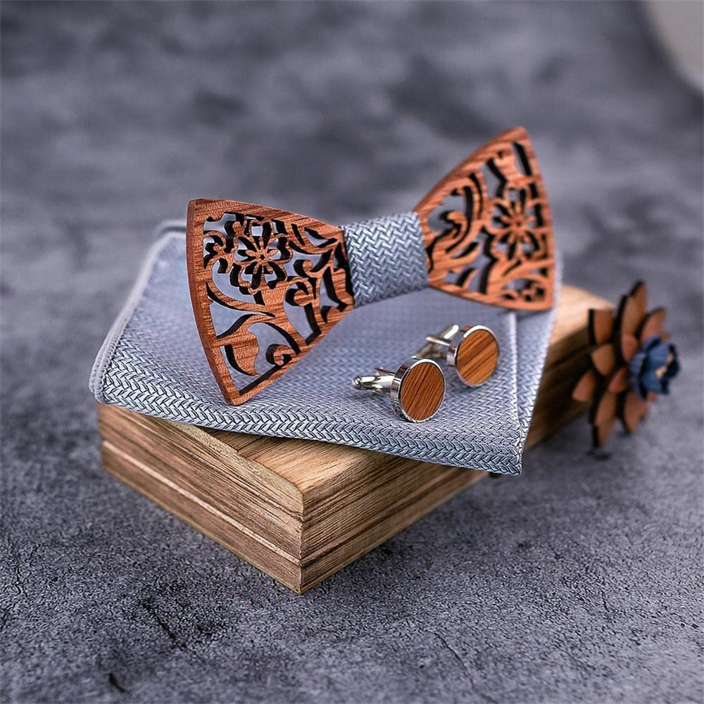 Uteruik Boutons De Manchette Ronds En Bois Naturel – Élégants Avec Boîte Cadeau Pour Homme