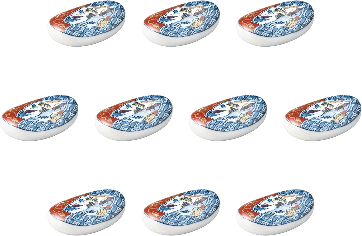 Set of 10, Sansui Oval Chopsticks Rest [2.0 x 1.3 x 0.5 inches (5 x 3.4 x 1.3 cm) | Setomonohonpo Chopsticks Rest