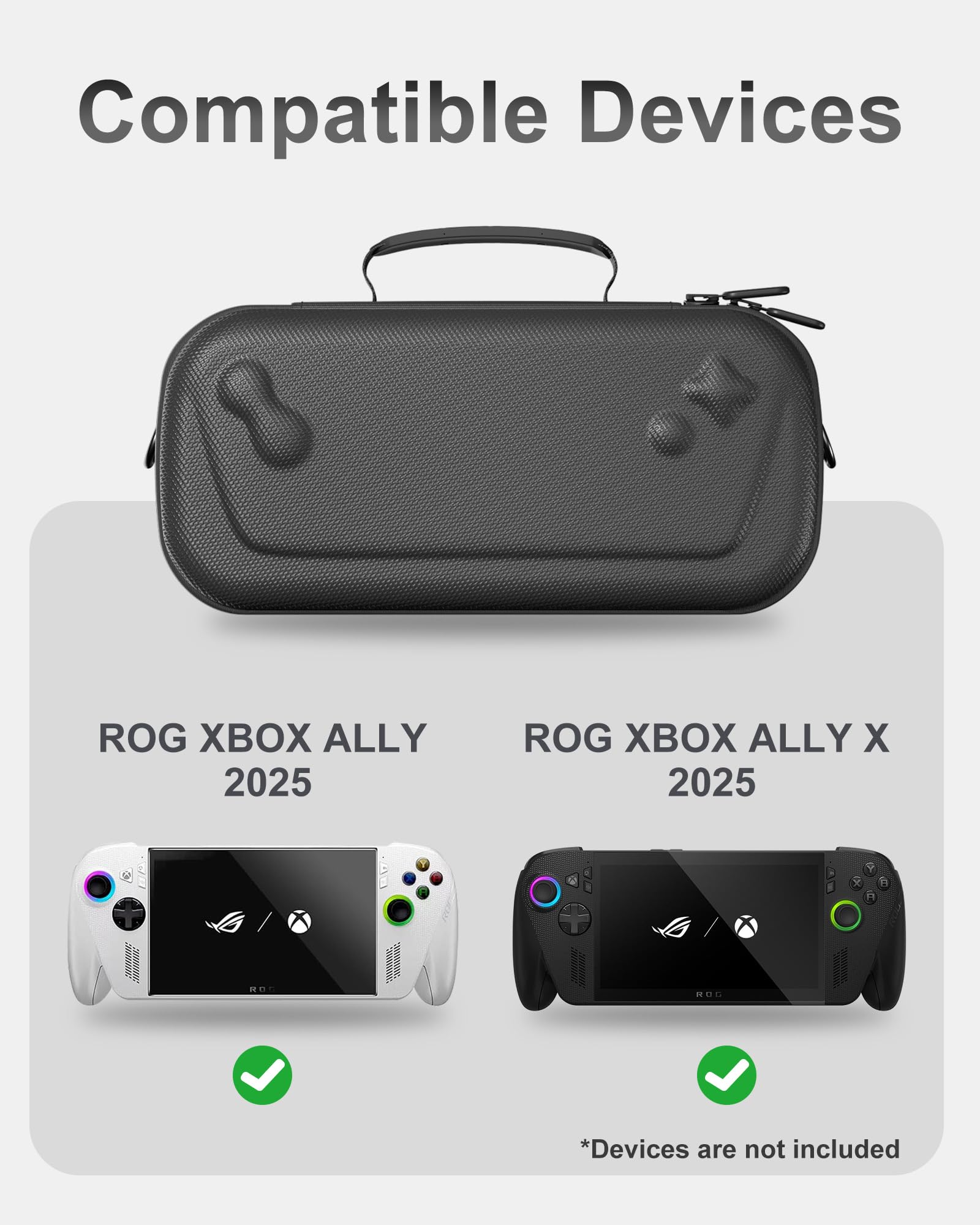 ProCase Large Carrying Case for Rog Xbox Ally / Rog Xbox Ally X 2025, Dual Layer Protective Hard EVA Travel Box Fits Console, Adapter, Cable, Earbuds and Accessories -Black - 3