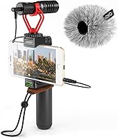 Vista 1 de Movo Soporte de video para teléfono inteligente con micrófono de escopeta, mango de agarre, correa de muñeca para iPhone 5, 5C, 5S, 6, 6S, 7, 8, X
