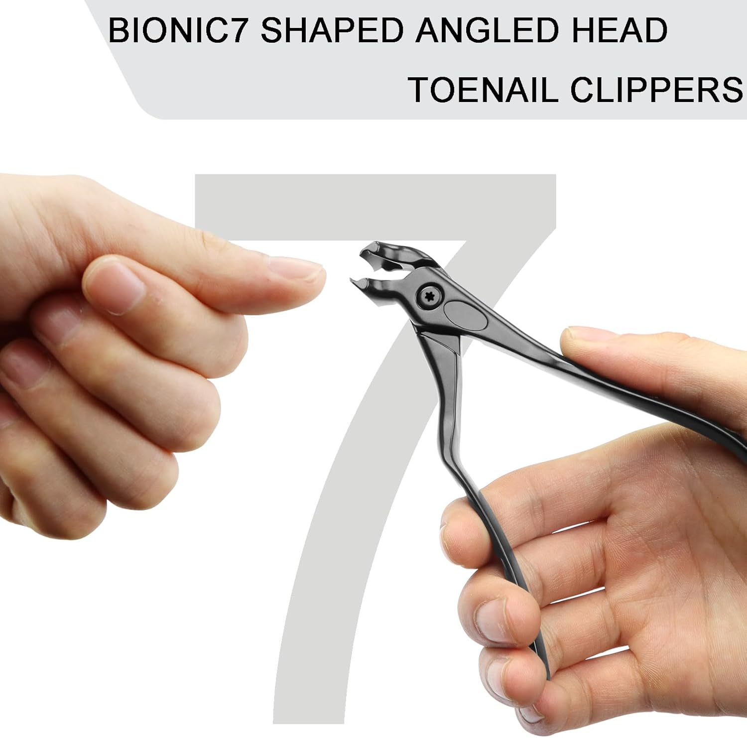 Ergonomic Long Handle Toenail Clippers with Catcher -Angled Head, Ultra Sharp Big Opening Wide Jaw Large Toe Nail Clippers for Men,Heavy Duty Nail Clippers for Thick Nails-Black