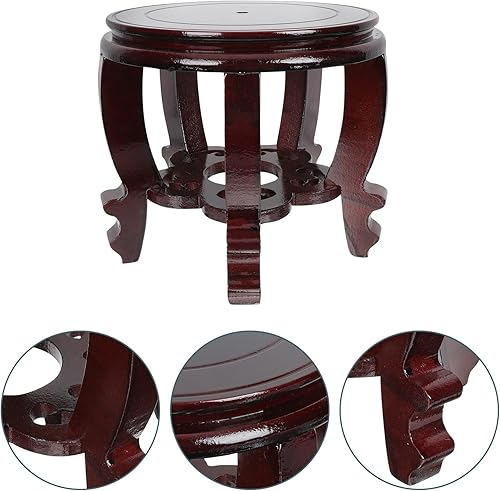 Miniatura 3 de Hemoton Soporte para maceta de madera, estilo oriental, soporte para plantas, taburete, pantalla china, pedestal, pecera, jarrón, acuario, lámpara
