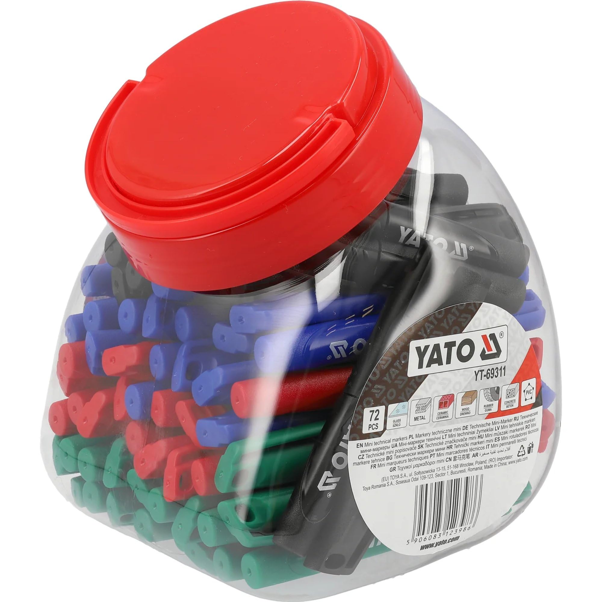 Zestaw mini markerów, 72 szt., trwałe, odporne na warunki atmosferyczne, szczegółowe oznaczenia na szkle, metalu, drewnie, gumie, betonie, PCV, z kolorowymi kolorami i praktycznymi klipsami