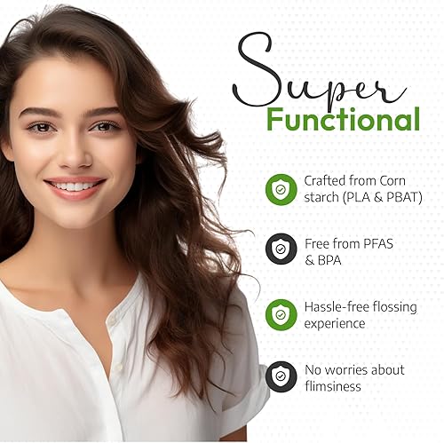 Miniatura 4 de Dental Floss Picks, Plant-Based and Eco-Friendly, No Break and No Shred Floss, 100 Count, Mint