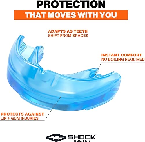 Miniatura 3 de Shock Doctor - Férula dental para rugby con tirantes y sin tirantes, joven, Azul,Rosado,Trbk/Whfng