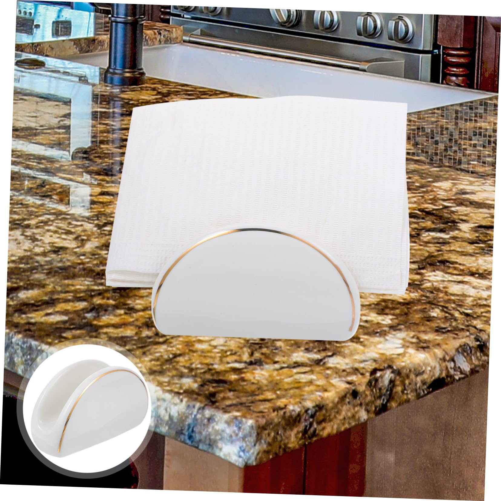 PRETYZOOM 5piezas Soporte De Servilletas De Cerámica Dorado Dispensador De Servilletas Para Encimeras Para Restaurantes y Cafeterías
