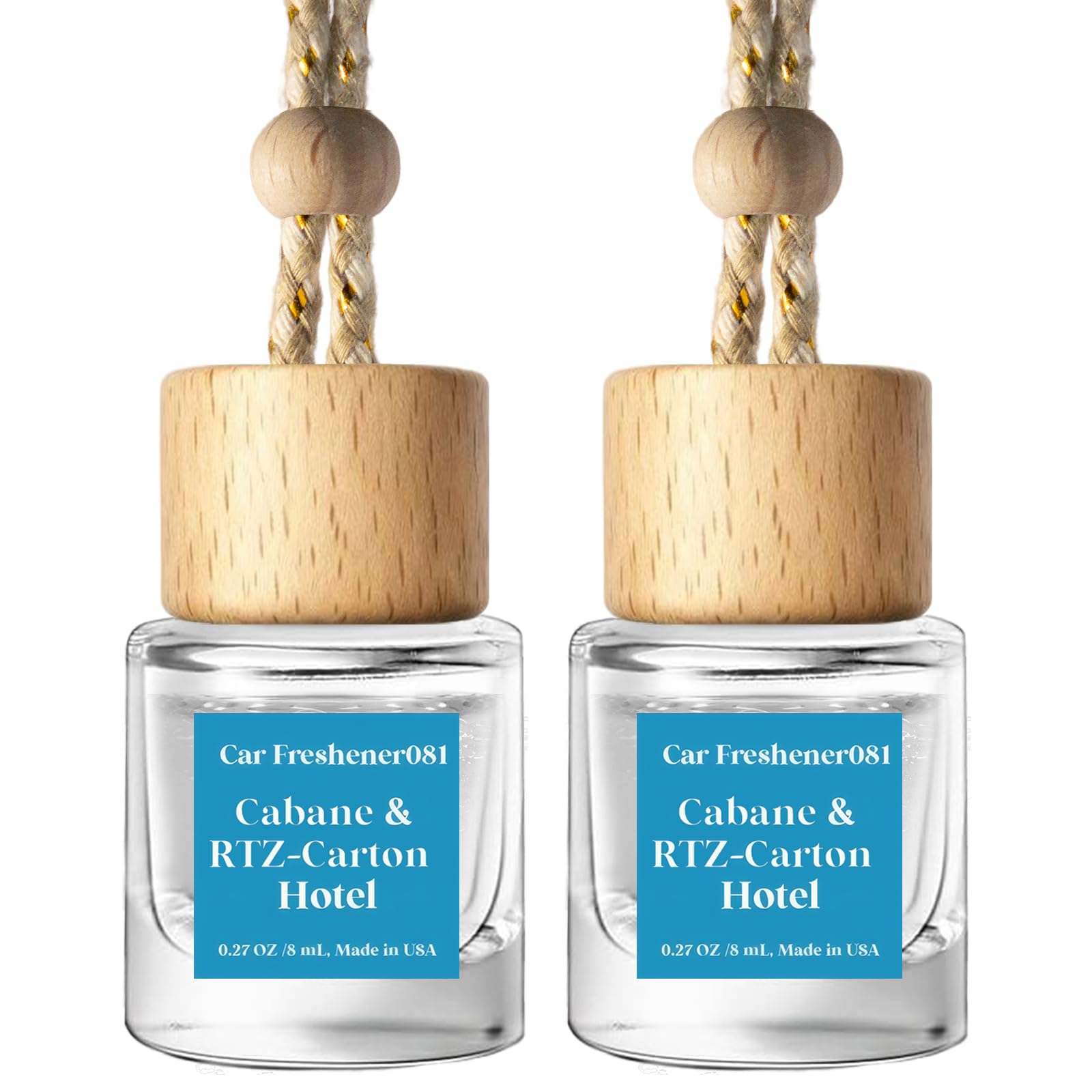 C Classy Hanging Car Air Freshener 2 Pack, Cabana Hotel Scent Essential Oil Diffuser, Long-Lasting Fragrance,Cute Glass Bottle Car Accessories for Women &amp; Men, Made in USA