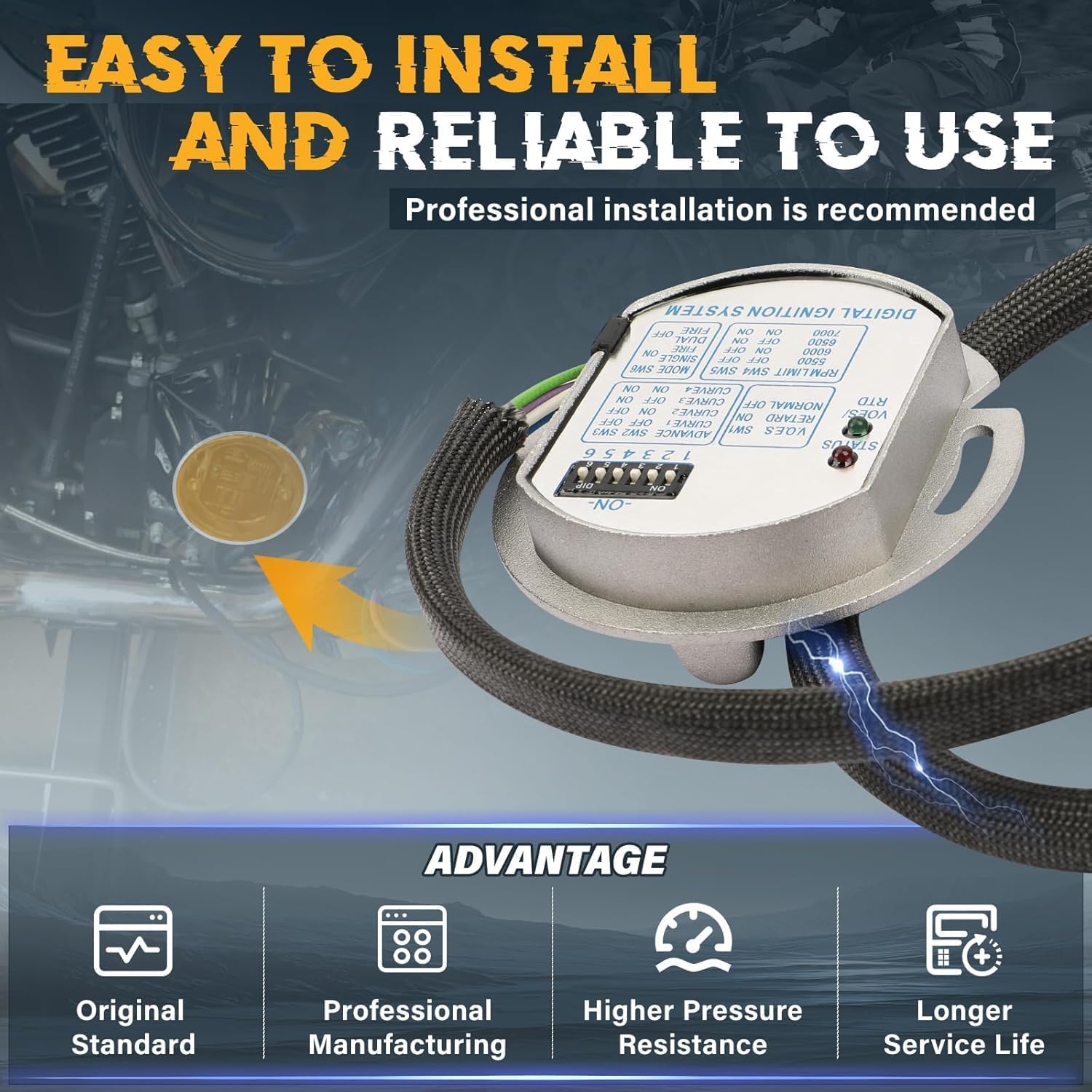 53-644 Programmable Single Fire Electronic Ignition, Direct Replace the damaged or old part for Harley-Davidson