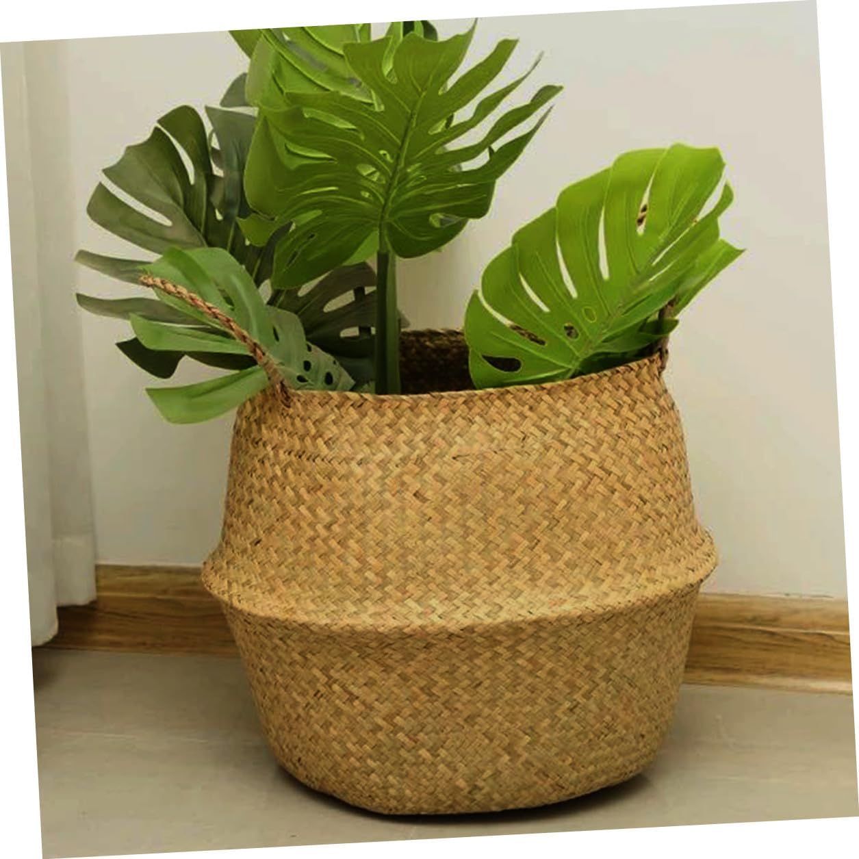 VICASKY Handwoven Rattan Basket for Sundries and Flowers, Foldable image 4