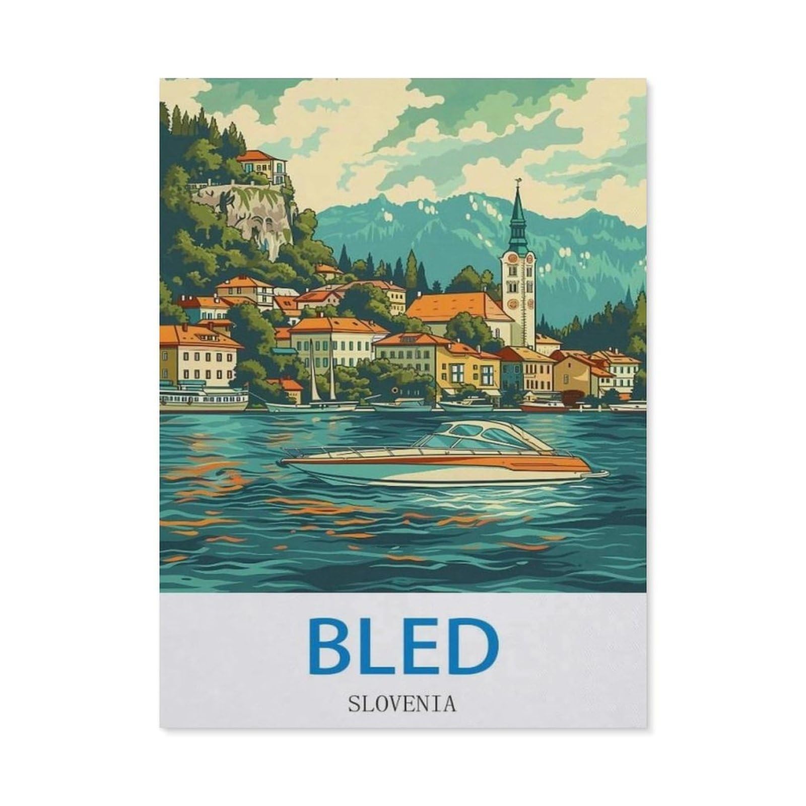 Beayodkp （50 X 60 Cm/19.68 X 23.62 Inches） Bled Slovenia，5D Diy Diamond Painting Full Round Drill Diamond Embroidery Cross Stitch Rhinestone Mosaic Paintings Art-Ci70