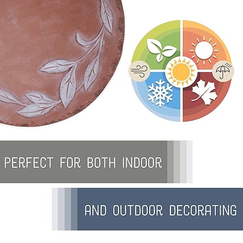 Vista 23 de Nat & Jules - Espray floral de flor roja y brote rosa dimensional para interiores y exteriores, 12 pulgadas, redonda, resina fundida, decoración