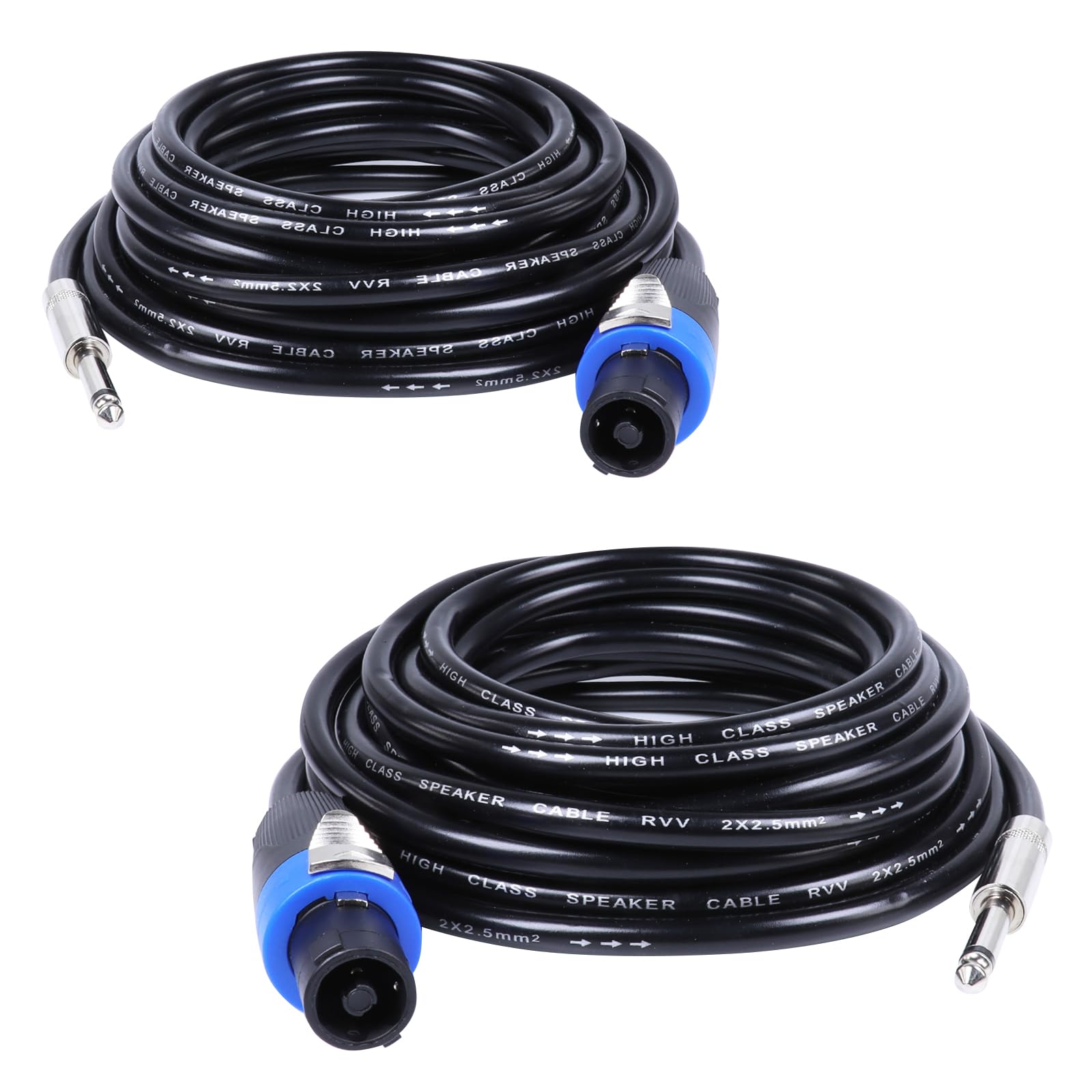 Cavo da Speakon a TS da 1/4", confezione da 2 cavi audio Pro SpeakON maschio a mono da 6,35 mm con Twist Lock, cavo per altoparlanti DJ da palco da 16 gauge