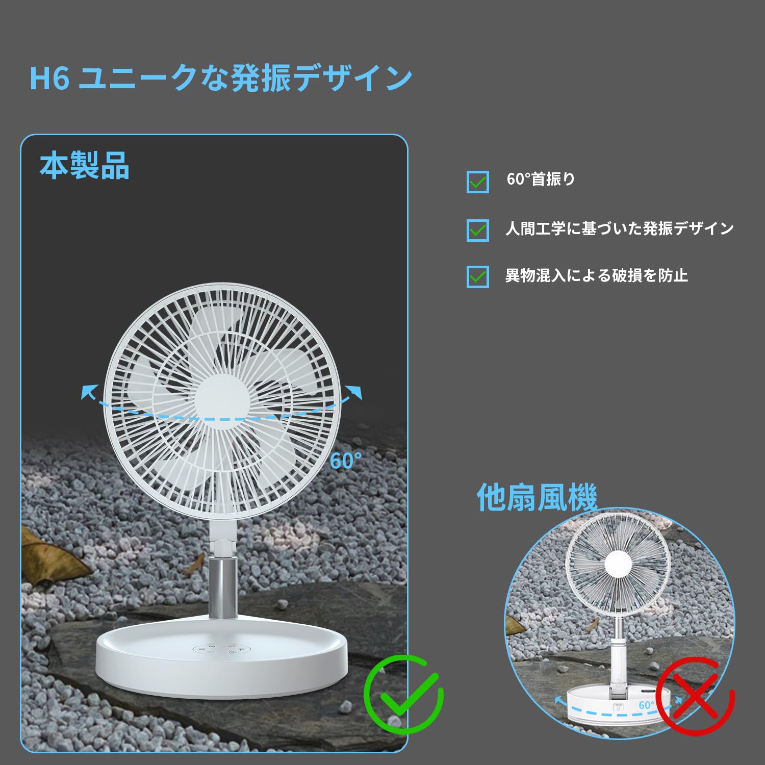 Amazon.co.jp: Folding Fan, Cordless Fan, Living Room, Tabletop Fan 