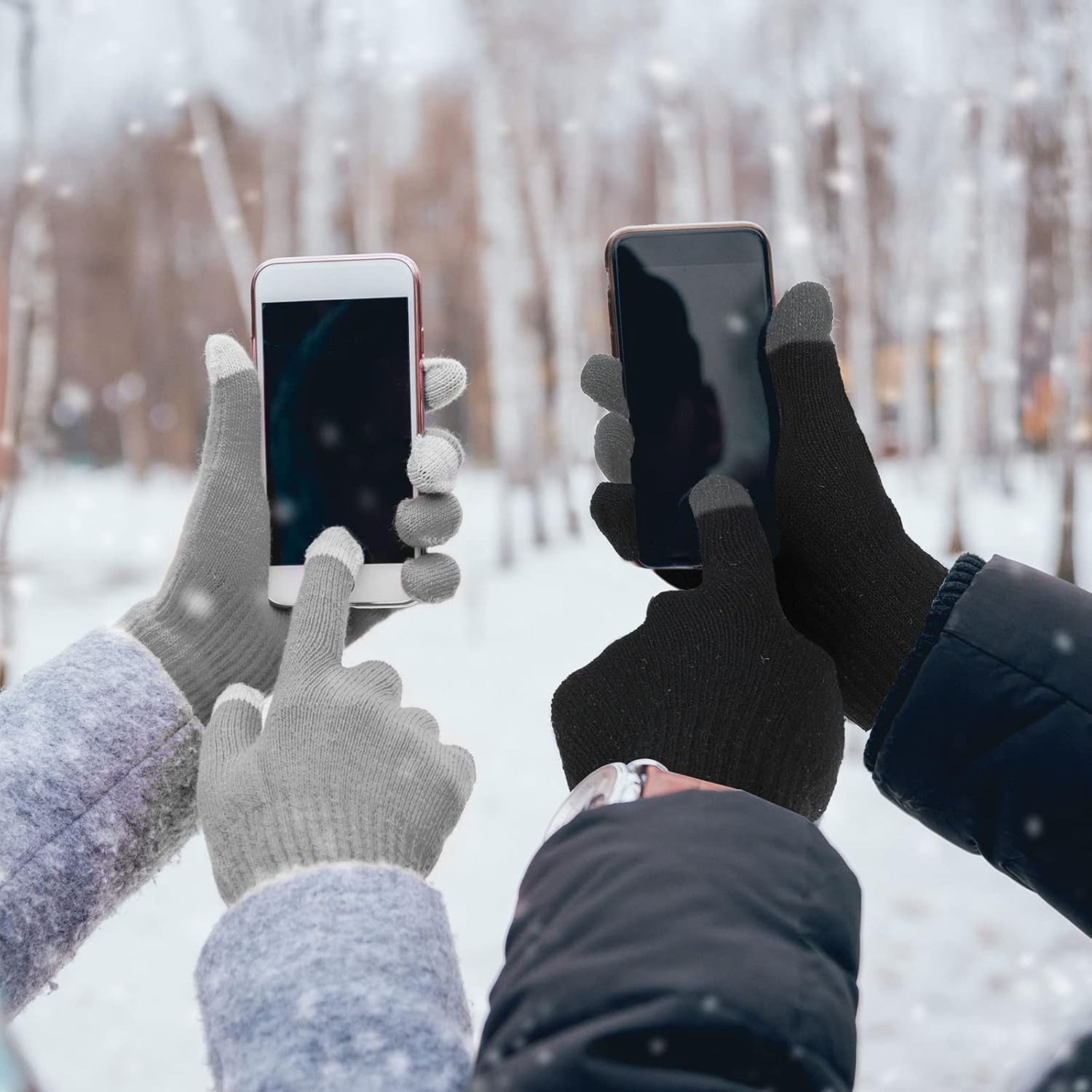 Haysandy 4 Pairs Knit Long Touchscreen Gloves Thermal Anti-slip Hand Warming Gloves Arm Warmers with Fingers Elastic Men Women Knit Thermal Texting Warmers - Image 6