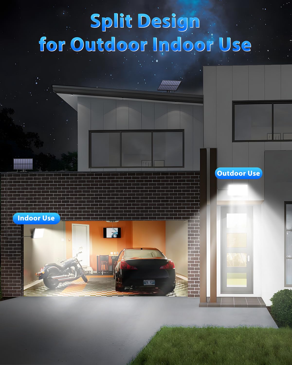 Solar Außenleuchten, 172LED 3Modi Split Motion Sensor Außenleuchten mit Fernbedienung, IP65 Wasserdicht Outdoor Solarleuchten, Solar Flutlichter Außen für Hof, Terrasse, Garten, Garage (1 Pack)