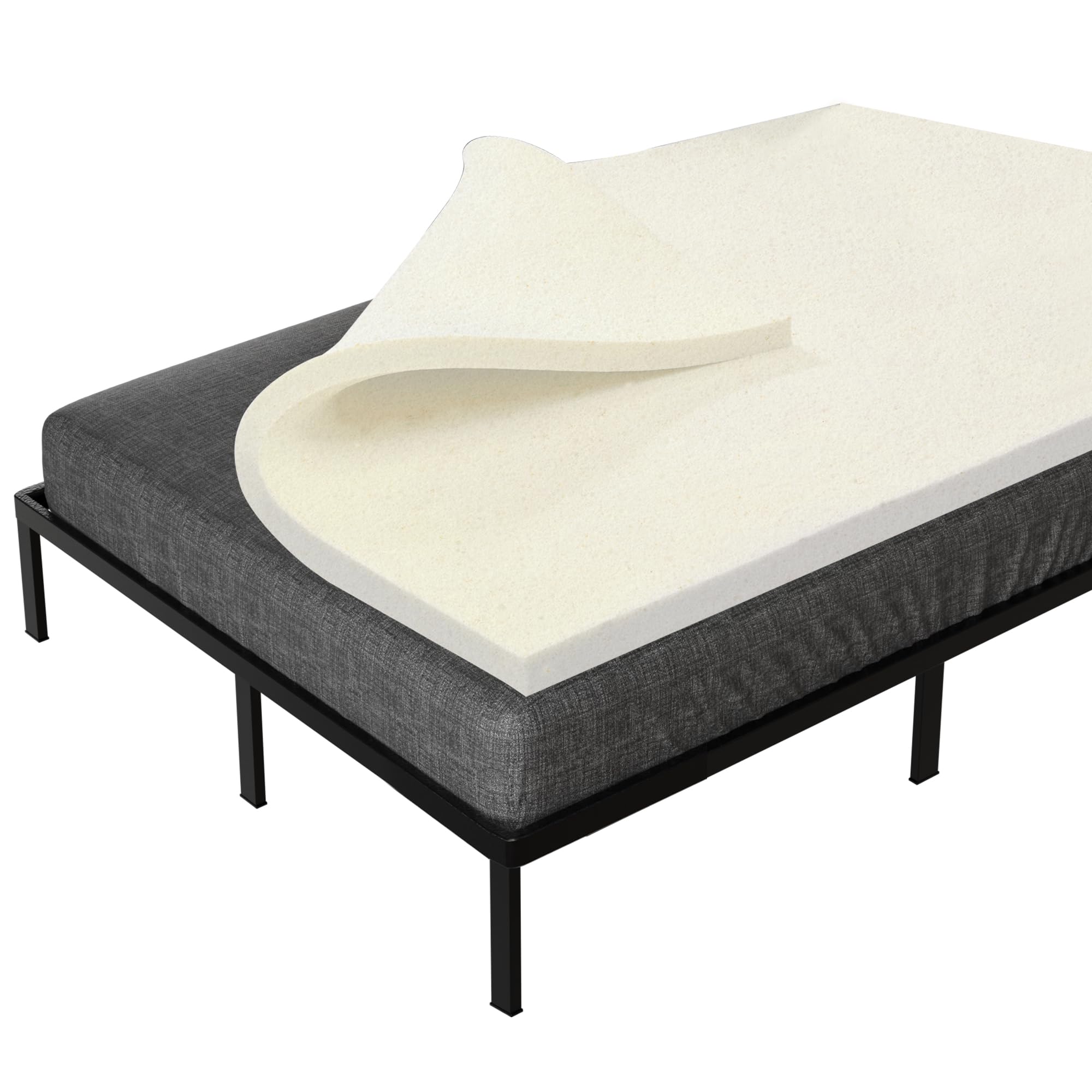 treaton, 1-inch high density medium firm foam mattress topper, certipur-us certified for superior comfort and support, twin, white