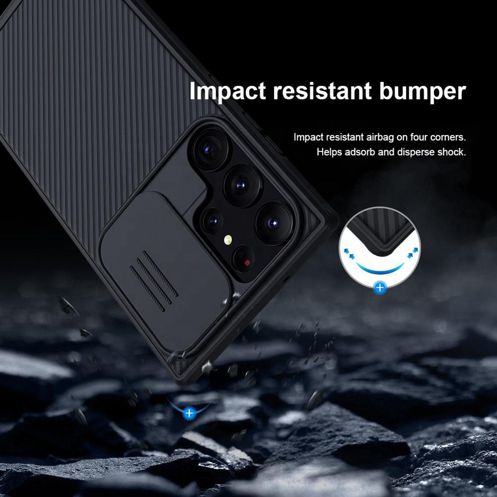 Etui antyupadkowe do Samsung Galaxy S25 Ultra/S25 Plus/S25, wojskowa ochrona obiektywu okiennego wąska osłona odporna na zarysowania antypoślizgowa powłoka, czarne, S25 Ultra