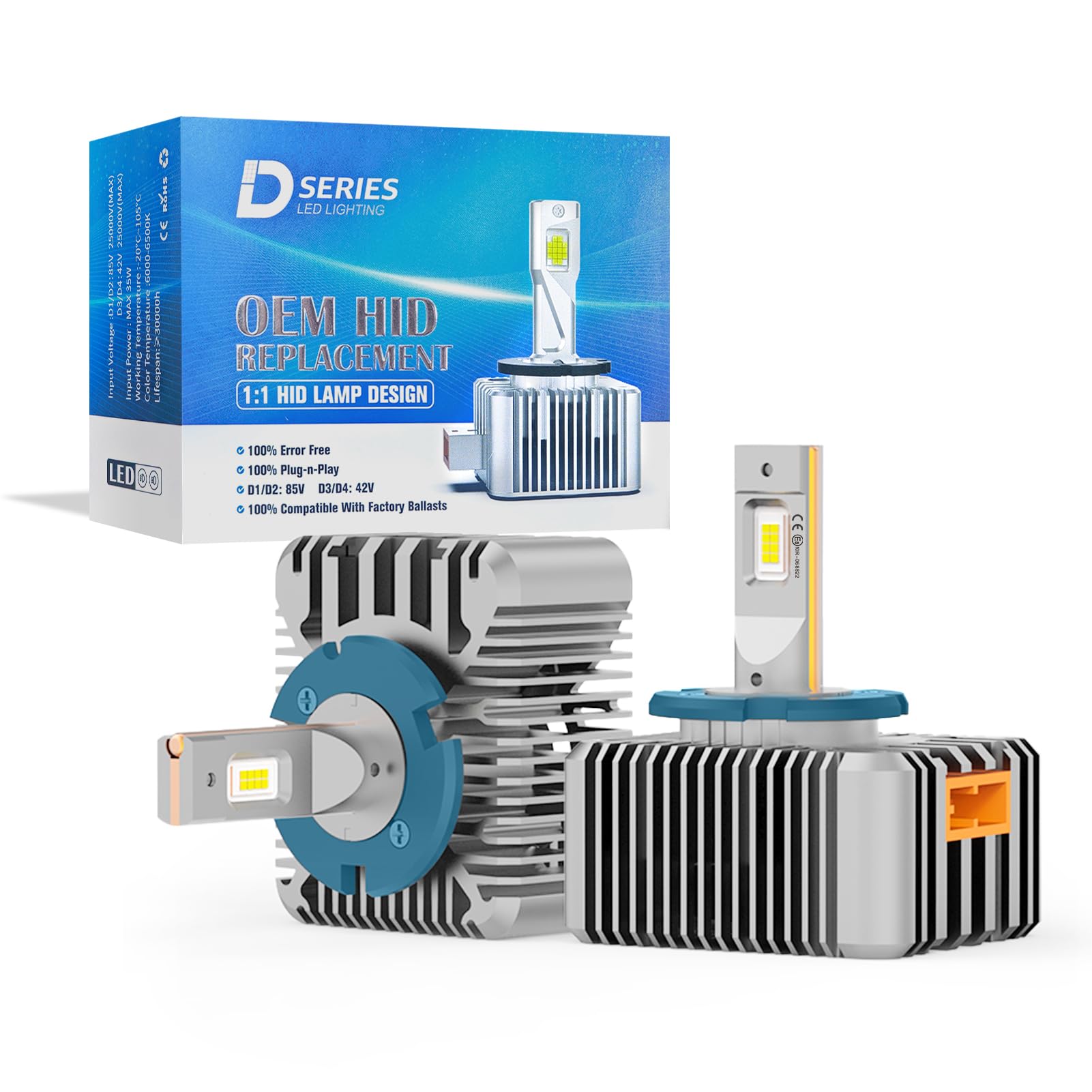 D5S 12V 40W Xenon Brenner – Anti-UV D5S Auto Lampe 6000K Weiß – Xenon Lampe mit Zulassung – Ersatz Scheinwerferlampe für Abblend- & Fernlicht 2 Stück