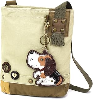 CHALA Patch Cross-Body Women Handbag, Sand Color Canvas Messenger Bag -Dog Gen II - Sand