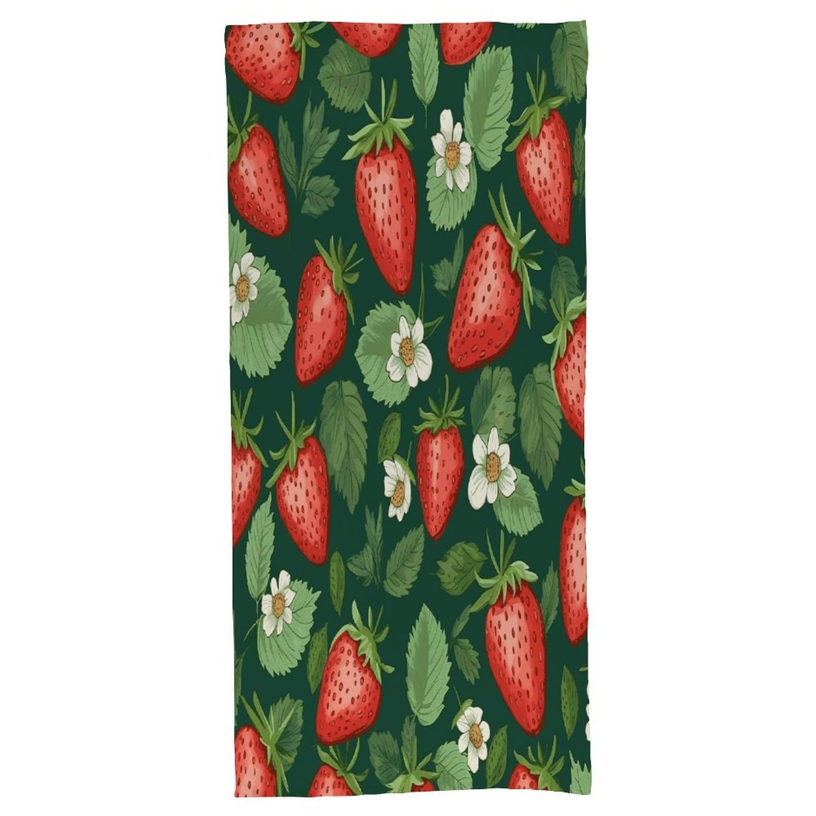 Fekiloot Men's Style Fresh Strawberries And Leaves Bath Towel Highly Absorbent,Beach Towels For Wo,Pool Towel Bathroom Essential For Beach,Gym,Travel, Camp