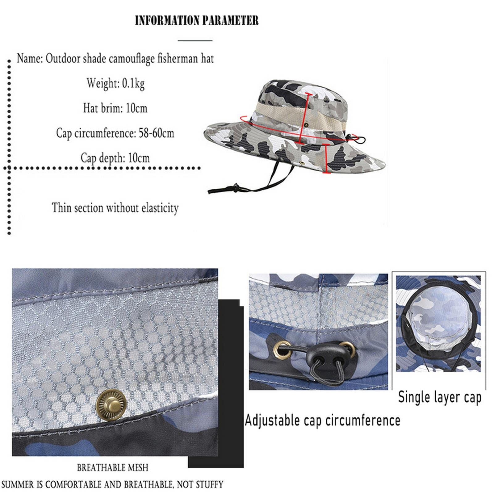 MOGSA Sombrero de pescador para hombre, sombrero de pesca, sombrero de verano, transpirable, para exteriores, sombrero de pesca, sombrero de montañismo
