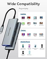 Vista 9 de VENTION Hub USB C para MacBook Pro, adaptador multipuerto USB C 7 en 1 con puertos HDMI 4k 100W PD USB 3.0 SD/TF, USB C Dock compatible con MacBook