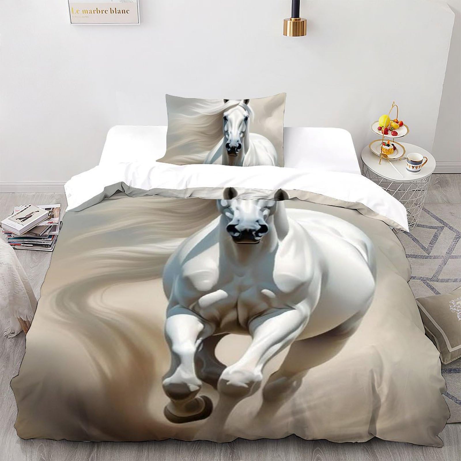 Housse de couette animaux imprimé 3D 135x200 lit single fermeture éclair