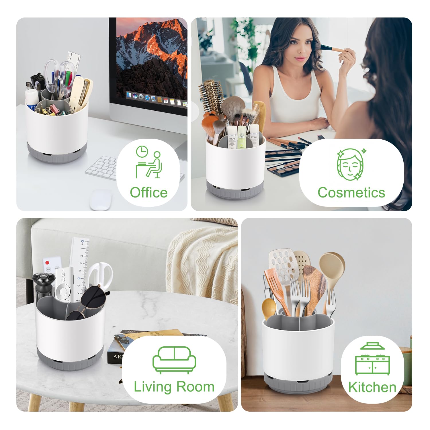 GFWARE Soportes para cepillos de dientes para baños, giratorio 360°, soporte para cepillo de dientes eléctrico y pasta de dientes, organizador de cepillos de dientes desmontable con 6 ranuras,