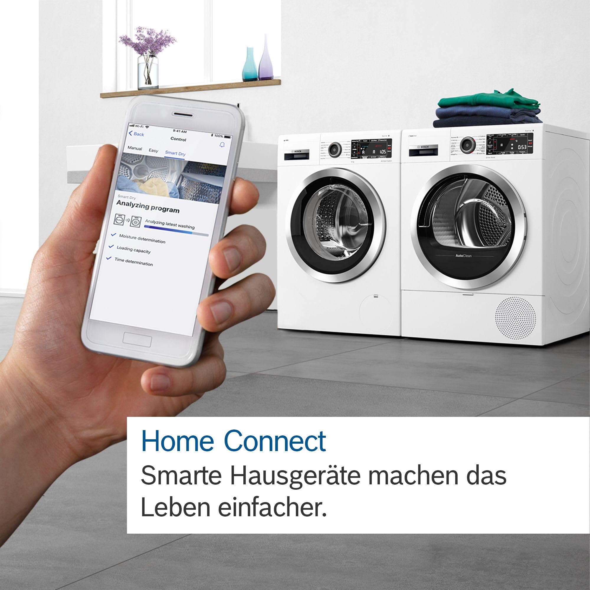 Bosch WGB244071, Stiftung Warentest Testsieger*, Serie 8, Smarte Waschmaschine 9 kg, Made in Germany, Fleckenautomaik, Iron Assist reduziert Knitterfalten, Mini Load für Einzelteile, Speed Perfect