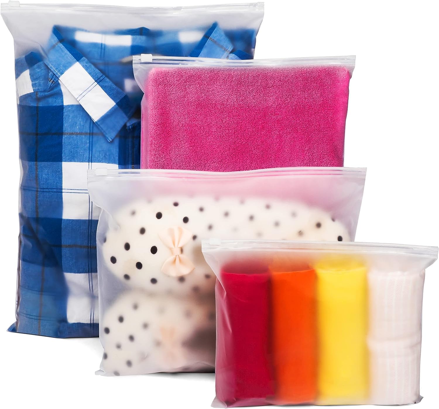 STARK HOME Ziplock bags Frosted Hospital bag maternity essentials Resalable storage bags for clothes, Travel essentials, Toiletries, Crafts Supplies… (Pack of 20 Multiple Size)